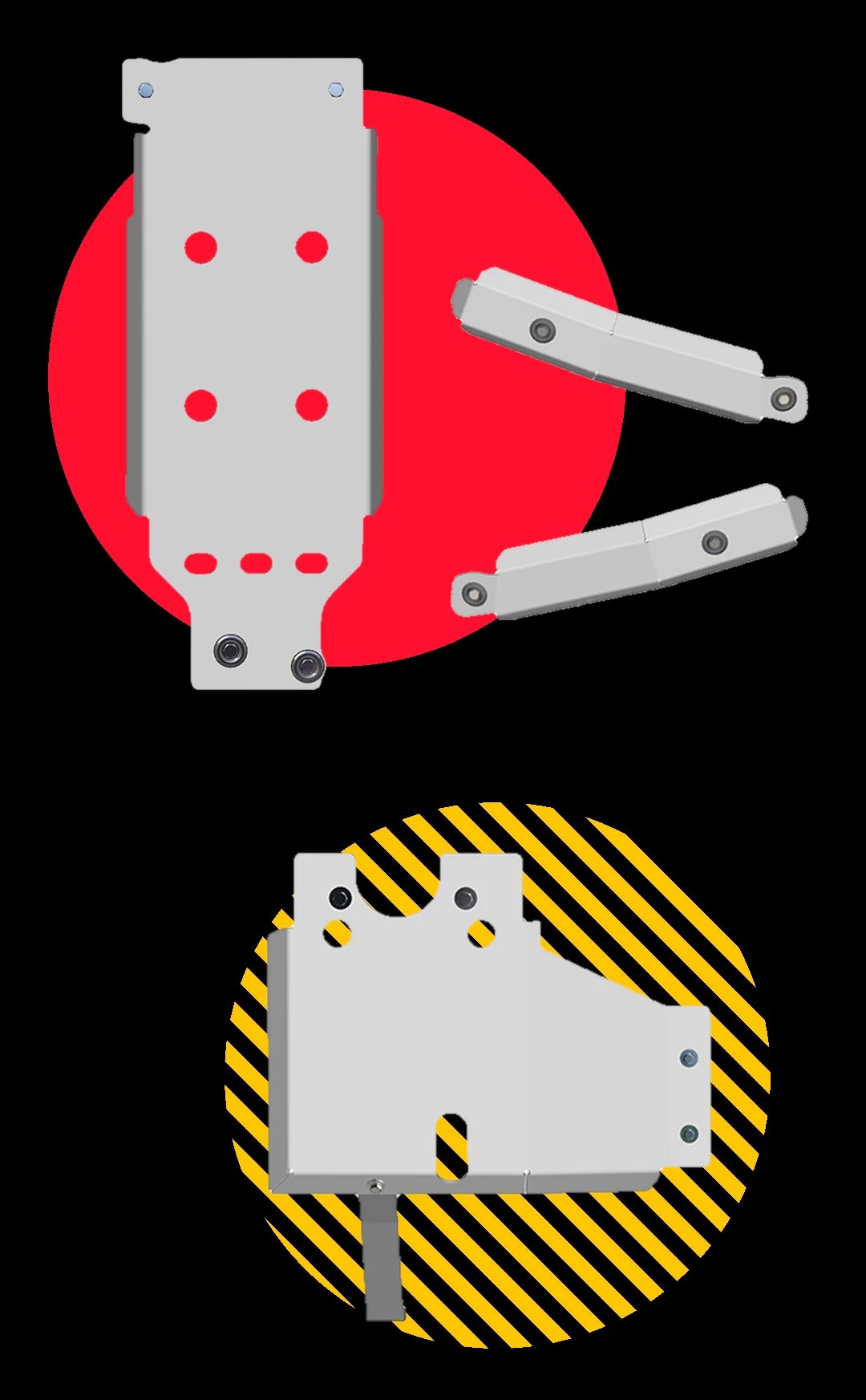 ASFIR 3-piece aluminum skid plate kit for Ford Bronco and F-150: engine and transmission skid, fuel tank skid and transfer case skid